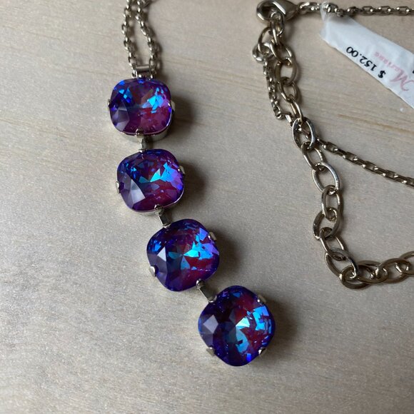NWT Mariana Medium 4 Stone Cushion Cut Pendant Necklace Purple Blue Crystal - Picture 12 of 15